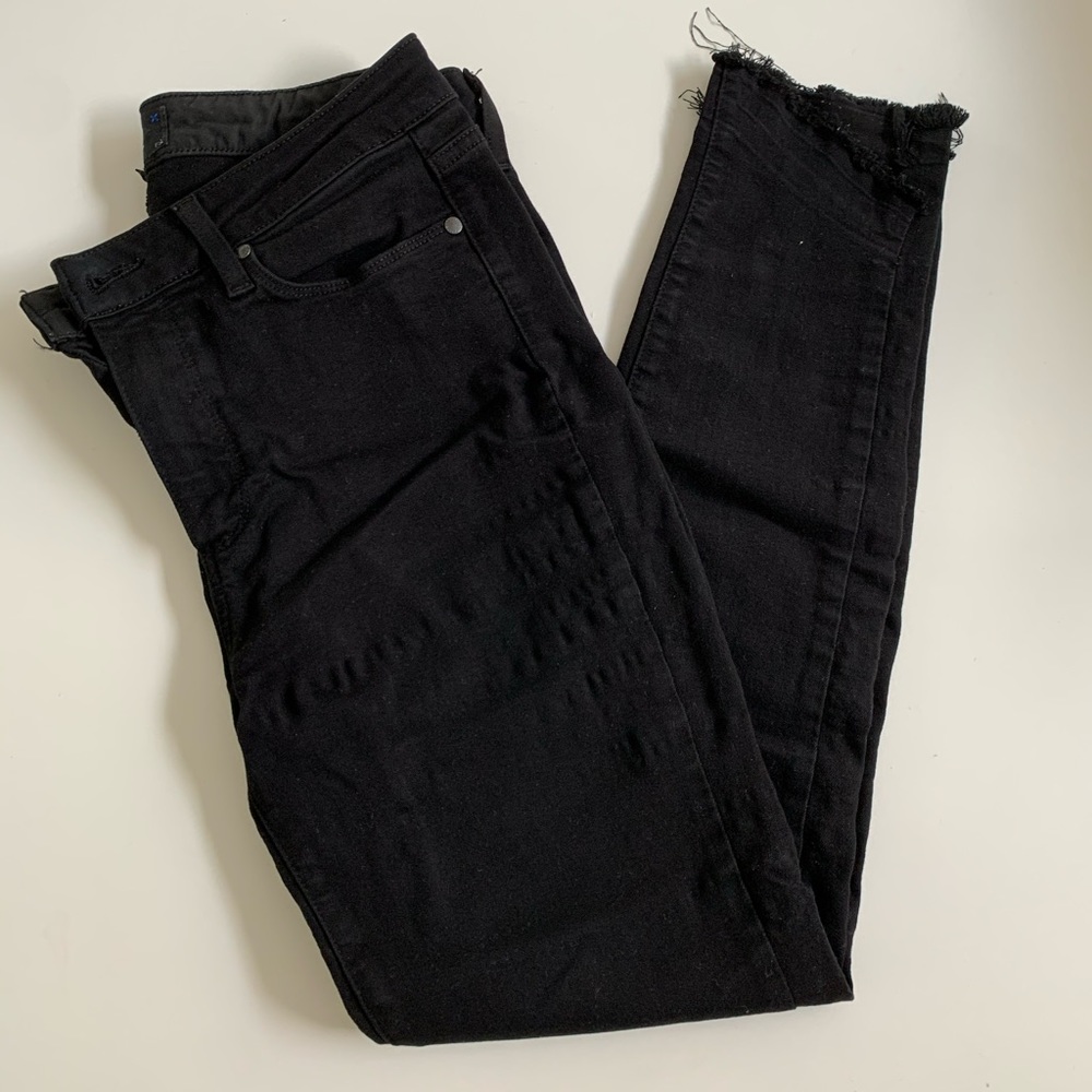 Paige Hoxton Ankle black skinny jeans raw edge